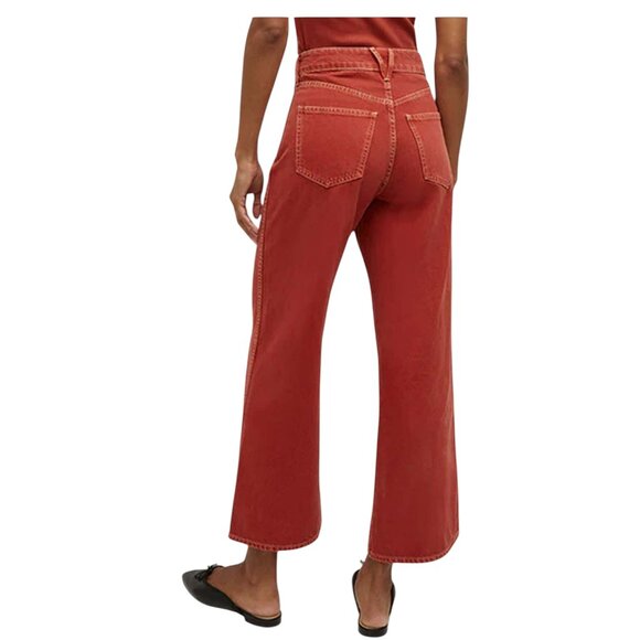 NWT Veronica Beard Taylor Hi-Rise Wide Leg Jeans – Brick Red – Sz 30 MSRP $345 - Picture 2 of 4
